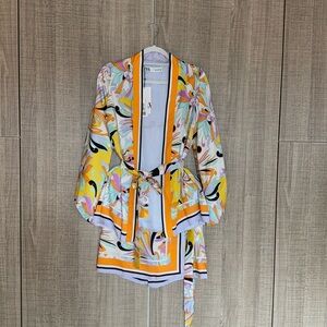 Zara Satin Belted Kimono‎ And Skort Set